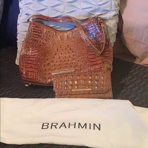 Brahmin hobo bag with matching wallet. Dust bag